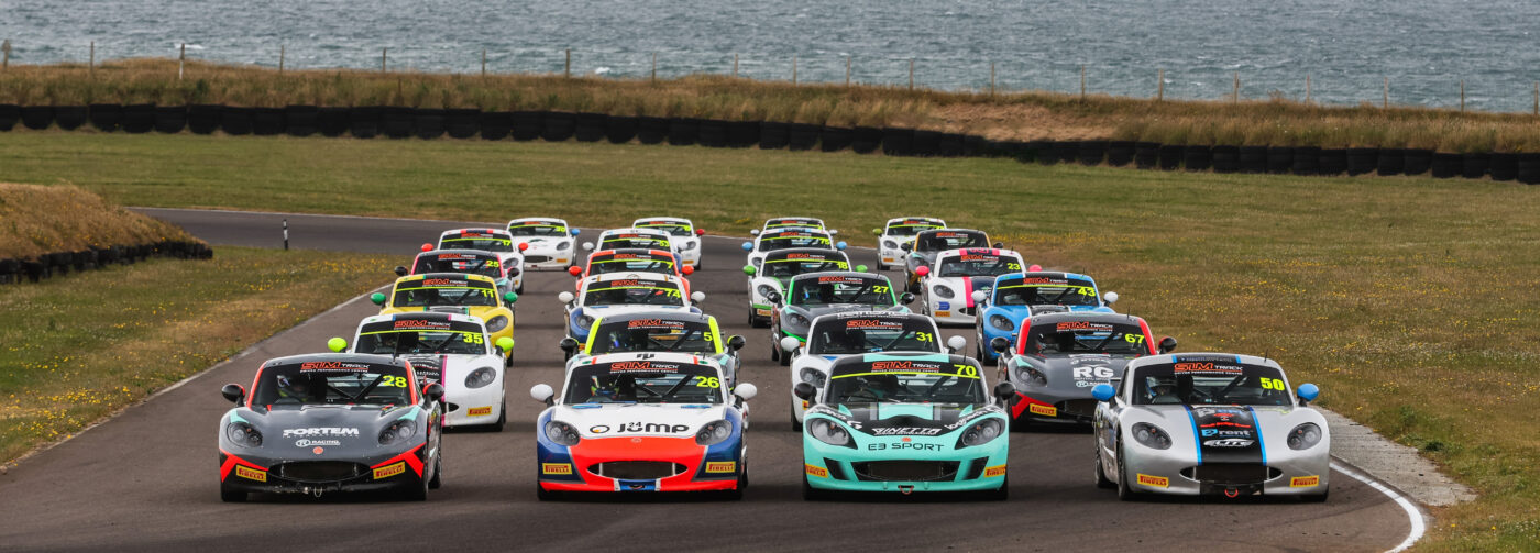 racers on the race track for the Ginetta Junior Winter Series 2024