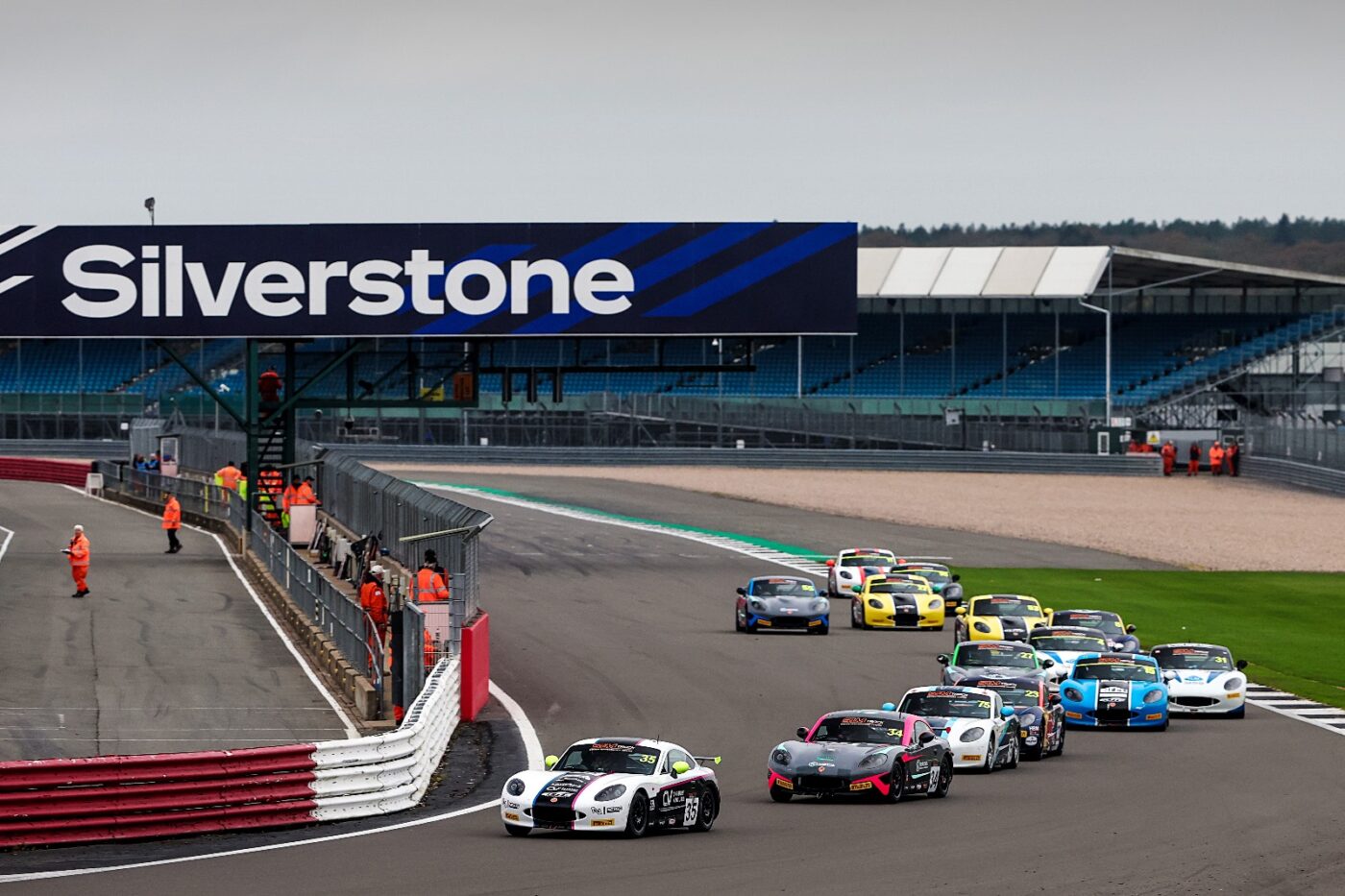 cars racing on Silverstone track